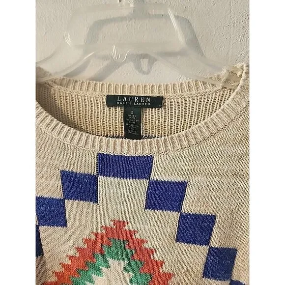 Ralph Lauren Southwestern Aztec Tunic Sweater Womens Size S Cotton Blend - Picture 3 of 4